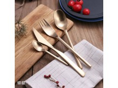 ZARA生产高档不锈钢刀叉 拉丝不锈钢餐具古铜色、黑金刀叉勺
