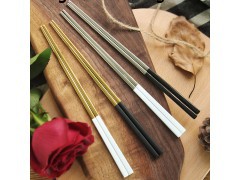 韩式304不锈钢筷子 创意黑加金不锈钢筷子 西餐具白柄筷子勺
