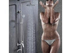绮美斯浴室不锈钢挂墙式明装大淋浴增压花洒套装淋浴器冷热水龙头