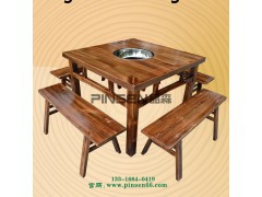 火锅店桌椅图片 餐厅家具定制 实木火锅桌椅价格