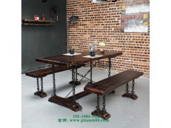 深圳餐厅家具定制  复古铁艺餐桌椅图片 餐厅桌椅价格