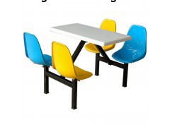 哪里供应玻璃钢餐桌椅   四人连体餐桌椅