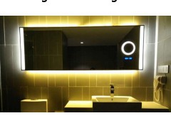 定制酒店浴室镜加放大镜时间温度功能镜防雾智能镜招代理加盟