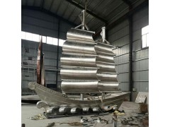 安徽塑景制作不锈钢帆船雕塑 海景场地船模型图