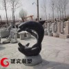 公園石頭海豚雕塑曲陽石雕海豚雕刻廠家