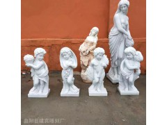 欧式小孩石雕大理石雕刻西方小天使雕塑厂家定制